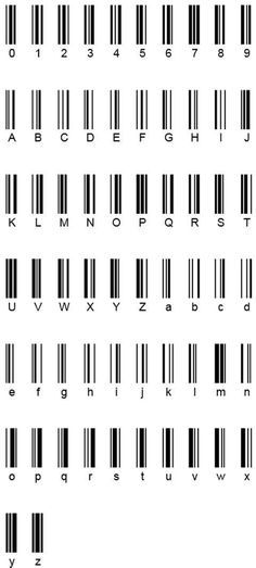 an image of barcodes with numbers and letters on them, all in black