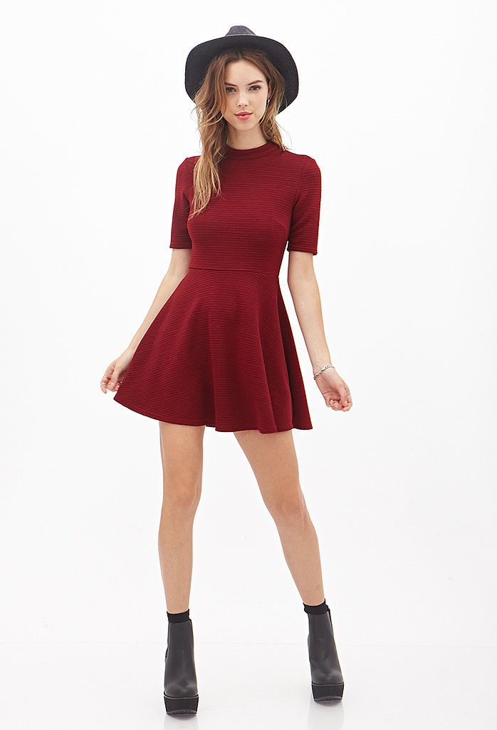 Try Higher Necklines Mock Neck Dress, Outfit Trends, 2019 Fashion, Outfits Casuales, Small Bust, Fit Flare Dress, Winter Style, Fit & Flare, Look Fashion