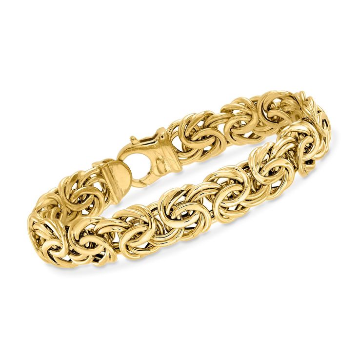 PRICES MAY VARY. ITALIAN 14KT YELLOW GOLD — Italian 14kt yellow gold wide Byzantine bracelet. Polished finish. 7 in. long. 12mm wide. 13.6 grams. Lobster clasp. THE FINISHING TOUCH — With its luxurious design, this Byzantine bracelet adds a feminine accent to any style. Pair it with your casual or formal attire. HANDCRAFTED — Wear our Byzantine bracelet with pride, knowing that extra care and attention to detail was given in its creation. The craftsmanship and unmatched quality of this piece is Byzantine Bracelet, Byzantine Necklace, Blue Topaz Bracelet, Silver Jewellery Sets, Natural Gold, Pretty Bracelets, Fine Jewelry Bracelets, Glass Bead Necklace, Beautiful Bracelet