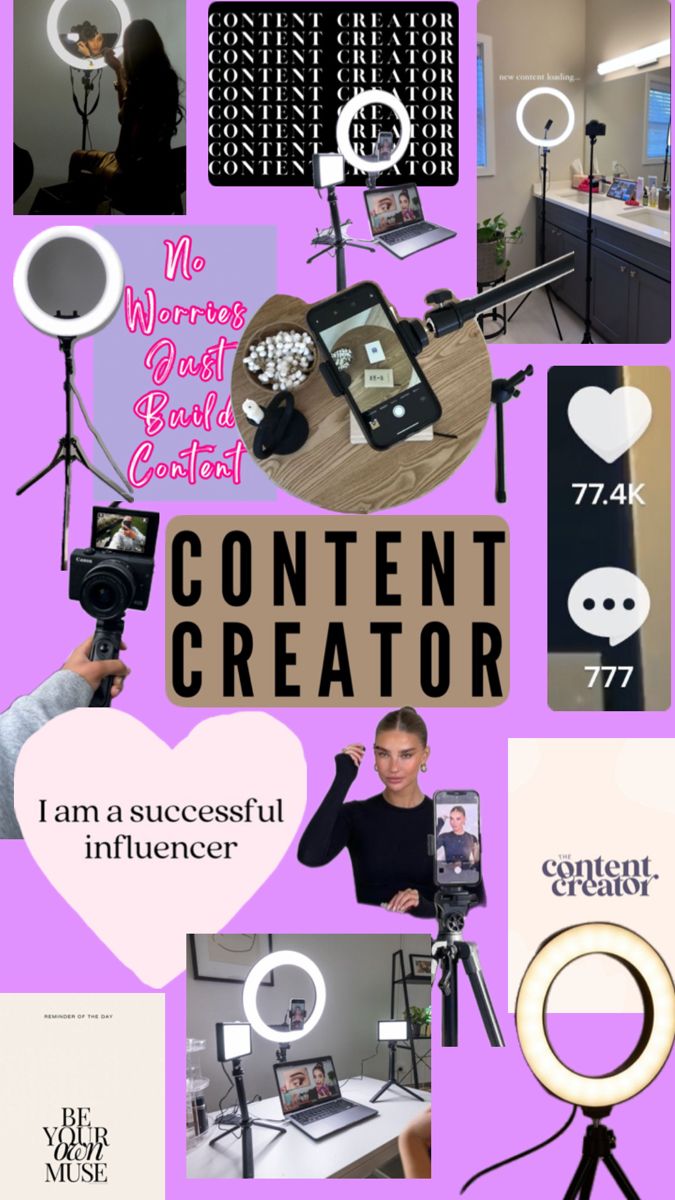 a collage of photos with the words content creator on it and images in front of them