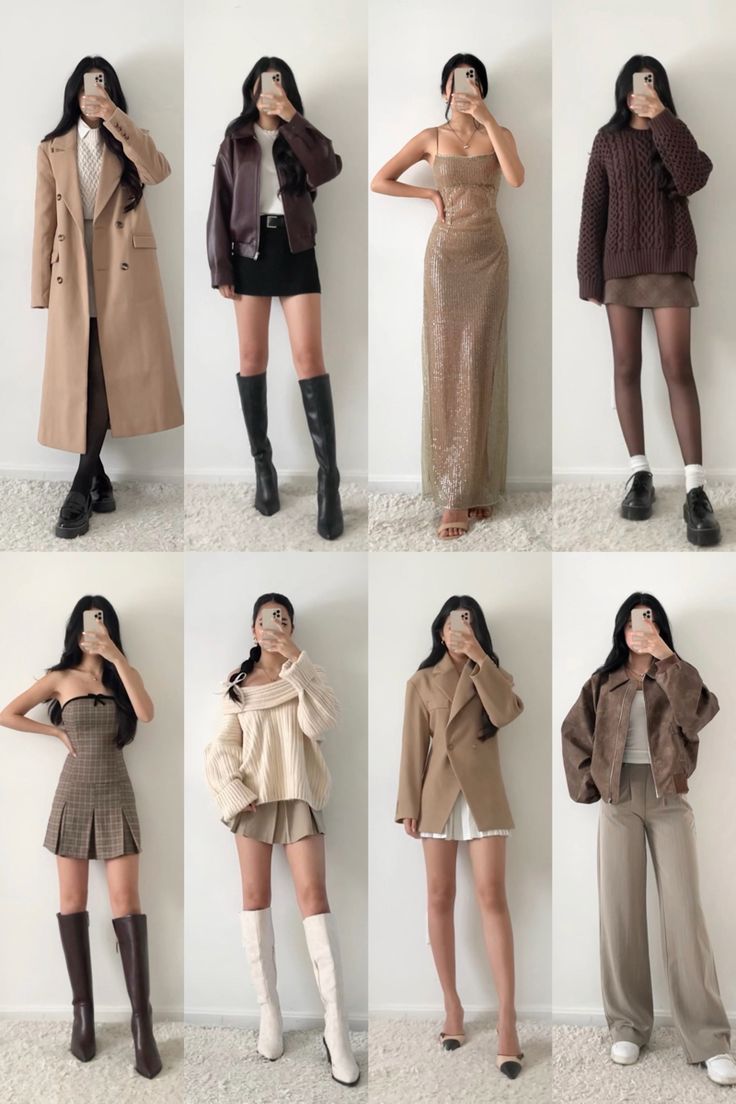 Neutral outfits, style inspo, ootd, fashion inspiration, outfit ideas, blazer, trousers, leather jacket, wool coat, fitswithval, knit chunky sweater, everyday looks Formal Korean Outfit, Outfit Formal Juvenil, Korean Formal Outfit, Simple Style Outfits, Luxury Photography, Stylish Winter Outfits, Beige Outfit, Classy Fashion, Easy Trendy Outfits