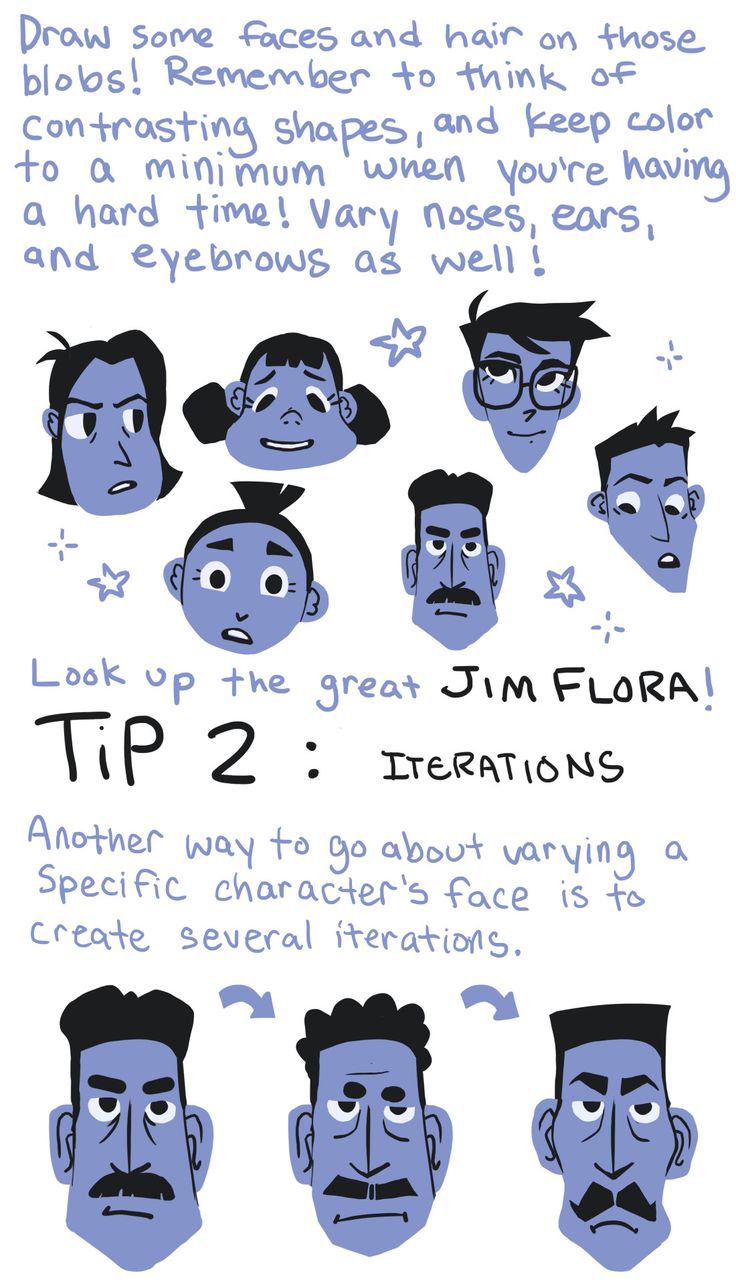 an info sheet describing how to use facial expressions for the character's face and hair