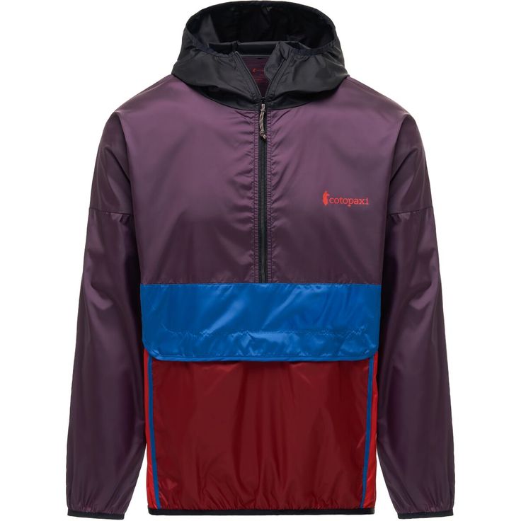 a purple and red windbreaker jacket with the word's logo on the chest