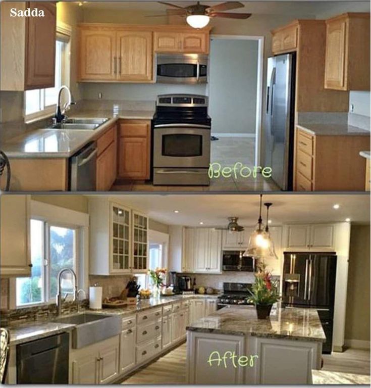 before and after pictures of a kitchen remodel