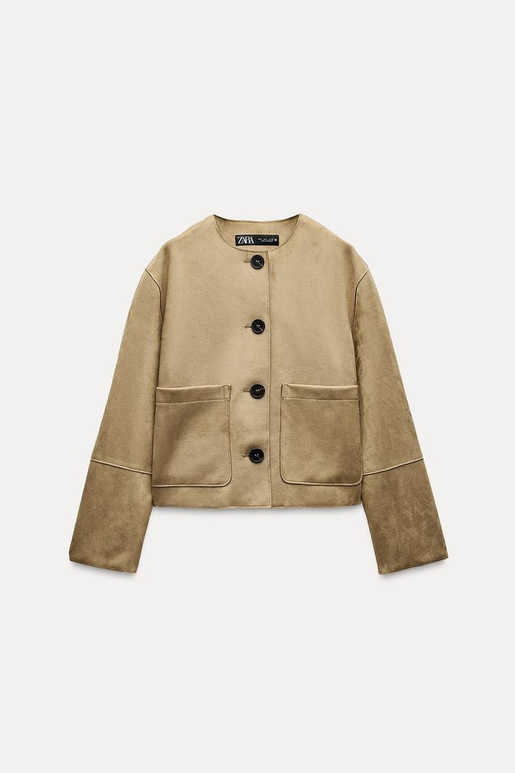 FAUX SUEDE JACKET - taupe brown | ZARA United States Rich Girl Fashion, Zara Fall, Faux Fur Cropped Jacket, Trench Coat Dress, Zara Jacket, Fall 2024 Fashion, Faux Suede Jacket, Blouse Jeans, Cardigan Sweater Dress