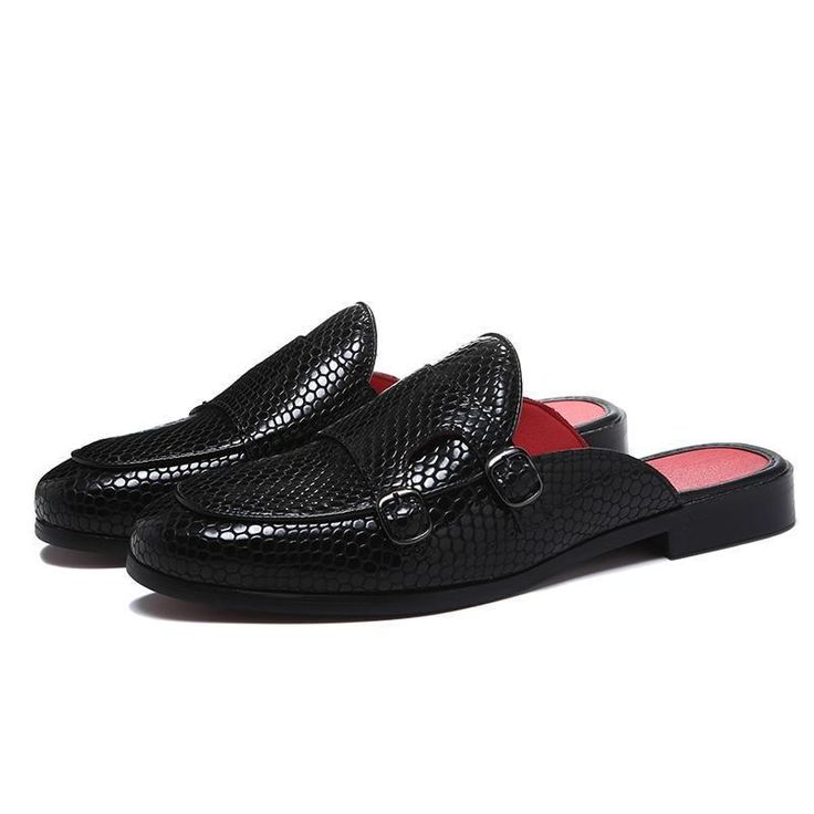 These casual Monk Strap Slip-On sandals are sure to add a stylish edge to your casual and smart wardrobe. Soft and comfy, these casual men's shoes provide a stylish look that is sure to get noticed. Wear these slip-on men's sandals with traditional attire or casual shirts and jeans for a fun and attractive look. US Size European Size Heel to Toe(cm) 6 38.0 240.0 6.5 39.0 245.0 7 40.0 250.0 8 41.0 255.0 8.5 42.0 260.0 9.5 43.0 265.0 10 44.0 270.0 11 45.0 275.0 12 46.0 280.0 12.5 47.0 285.0 13 48. Half Shoes Men, Monk Strap Shoes Men, Smart Wardrobe, Mens Loafers Shoes, Half Shoes, Backless Loafers, Flat Slippers, Black Slippers, Monk Strap Shoes