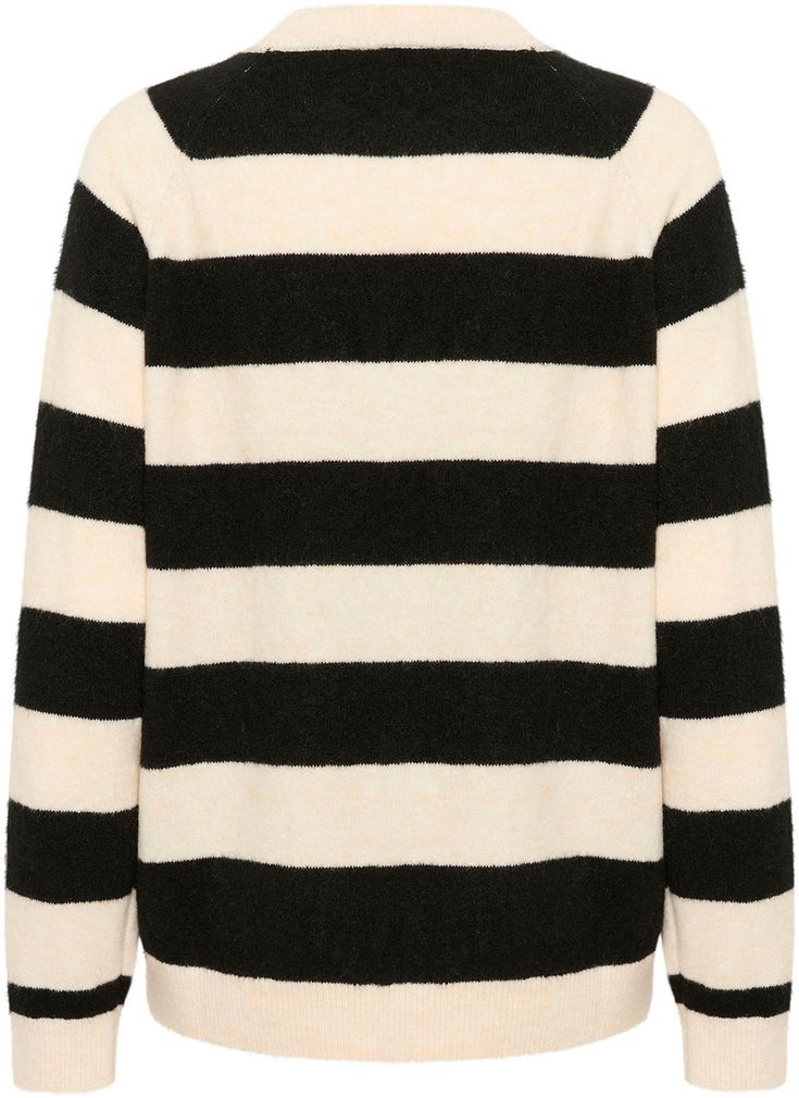 Pasform: Loose fit, Udformning: Lång ärm Button Cardigan, White Cardigan, Knitwear Cardigan, Roll Neck, Saint Tropez, Knitted Jumper, Black Stripes, Knit Cardigan, Jumper