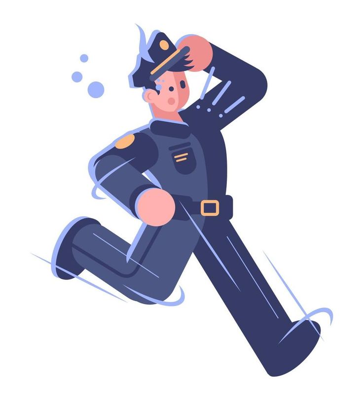 Police officer job semi flat RGB color vector illustration. Policeman being in rush isolated cartoon character on white background Police Officer Illustration, Policeman Illustration, Police Illustration, Character Bases, Running Illustration, Running Cartoon, White Character, Geometric Illustration, Character Base