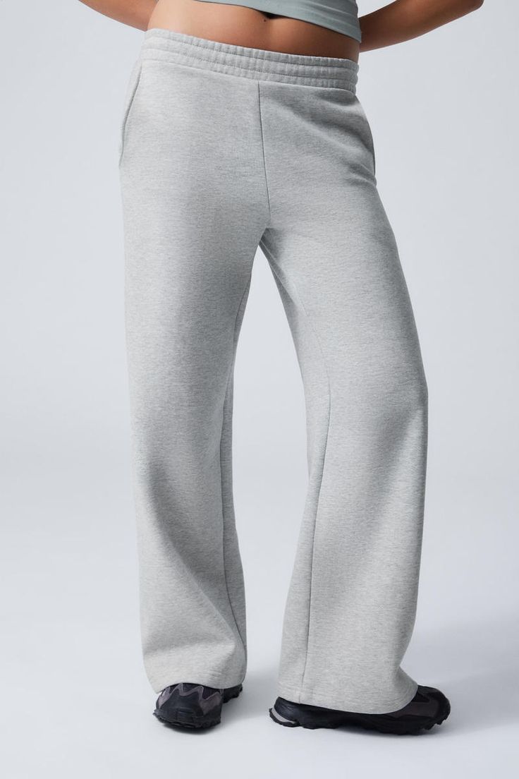 loose long heavyweight sweatpants - Washed Grey | Weekday WW Stretch Wide-leg Athleisure Joggers, Oversized Sweatpants With Ribbed Waistband For Lounging, Oversized Comfortable Joggers For Loungewear, Sporty Wide-leg Loungewear Activewear, Stretch Sportswear Pants For Loungewear, Wide-leg Yoga Pants With Pockets For Loungewear, Cotton Wide-leg Joggers With Elastic Waistband, Cotton Wide Leg Joggers With Elastic Waistband, Oversized Comfortable Joggers With Ribbed Waistband