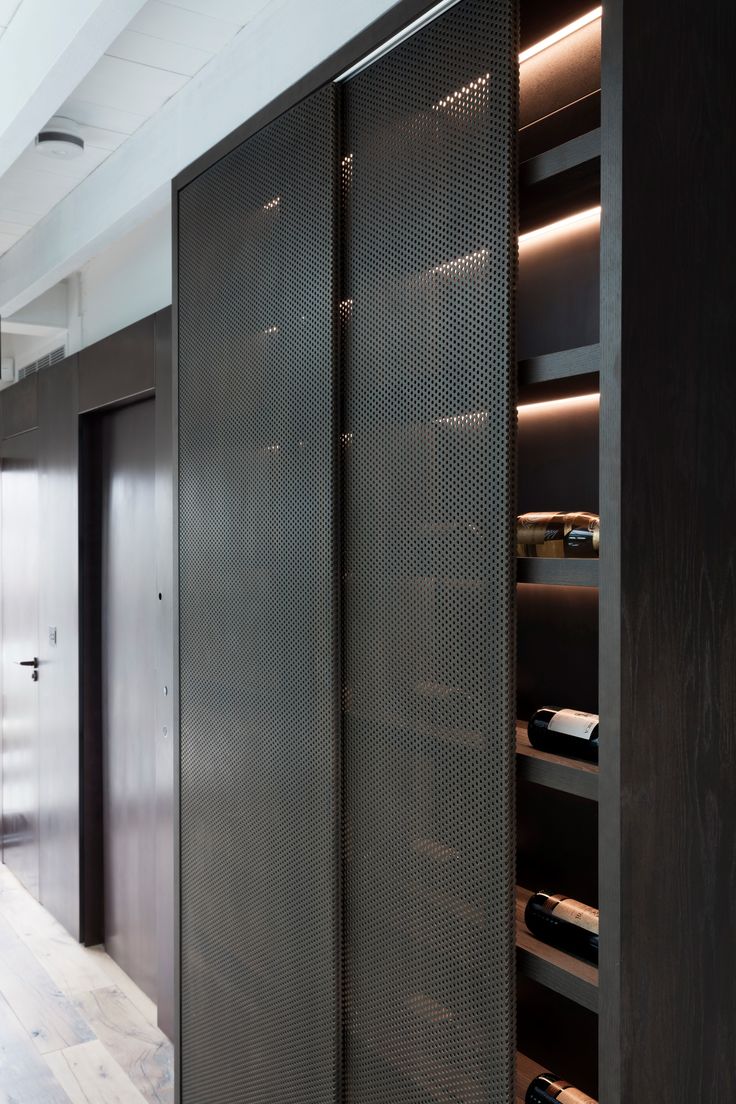 an open closet in a modern office building