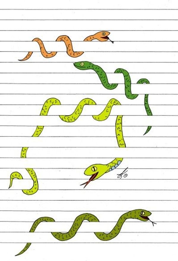 an image of snakes on lined paper