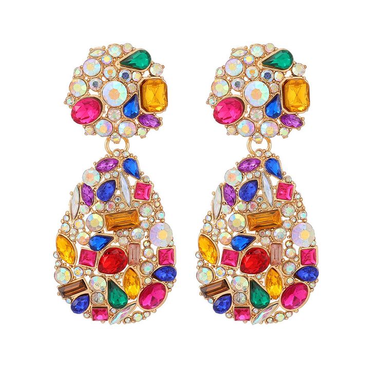 Crafted with stunning water drop crystal pendants, these earrings add a touch of elegance to any outfit. The delicate design complements any style, making them a versatile accessory for any occasion. - Color: Red, Green, Blue, Black, Gold, Beige, Pink, Multicolor- Material: Water Diamond- Style: Earrings - Closure Type: Stud- Gender: Women Crystal Teardrop Pendant Earrings For Party, Party Crystal Teardrop Pendant Earrings, Party Teardrop Pendant Crystal Earrings, Party Teardrop Pendant Earrings For Pierced Ears, Party Teardrop Pendant Earrings, Metal Drop Crystal Earrings For Party, Crystal Drop Earrings With Jewels, Teardrop Earrings For Party, Party Teardrop Rhinestone Drop Earrings