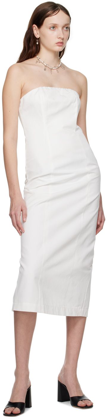 Cotton and polyester-blend ottoman dress. · Paneled construction · Elasticized straight neck · Concealed zip closure at back · Central vent at back hem · Full satin lining Supplier color: White Elegant Midi Dress With Lined Skirt, Fitted Staud Midi Dress For Work, Staud Fitted Midi Dress For Workwear, Elegant Pencil Skirt Dress With Lined Skirt, Staud Midi Dress For Workwear, Staud Midi Dress For Work, Elegant Cocktail Dress With Lined Skirt, Elegant Staud Dresses For Workwear, Elegant Staud Dresses For Work