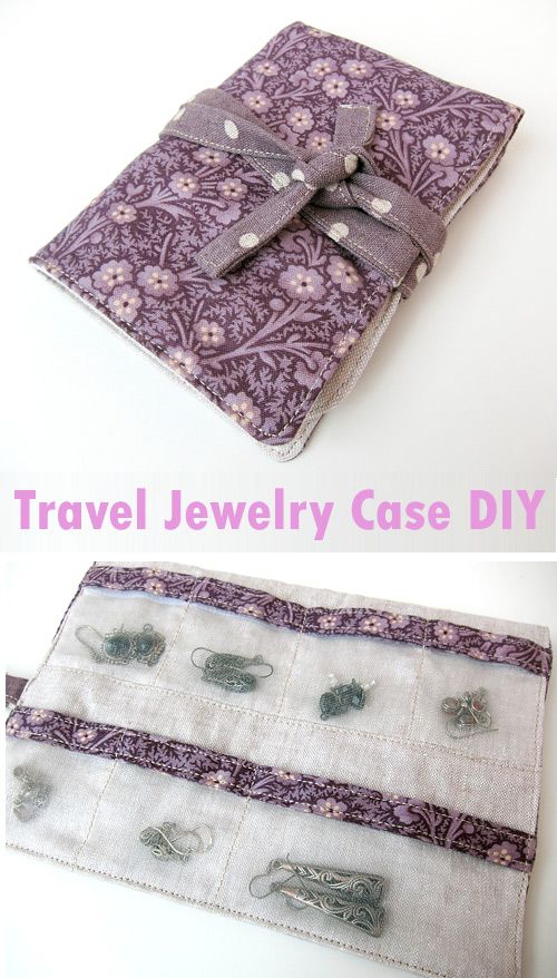 two images showing the different ways to sew a travel jewelry case diy project