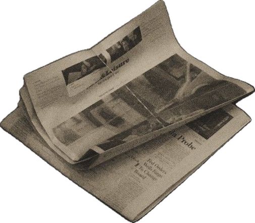 three newspapers stacked on top of each other with one folded over the front and side