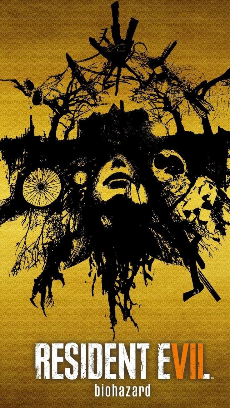 the poster for resident evil, which is featured in an image with trees and bicycles