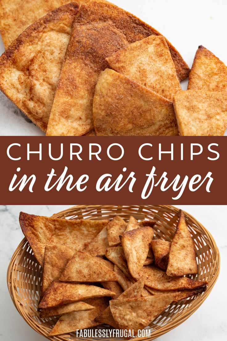 churro chips in the air fryer with text overlay