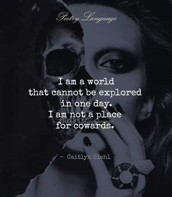 a woman holding her hand to her face with a skull in front of her and the words, i am a world that cannot be exploreed