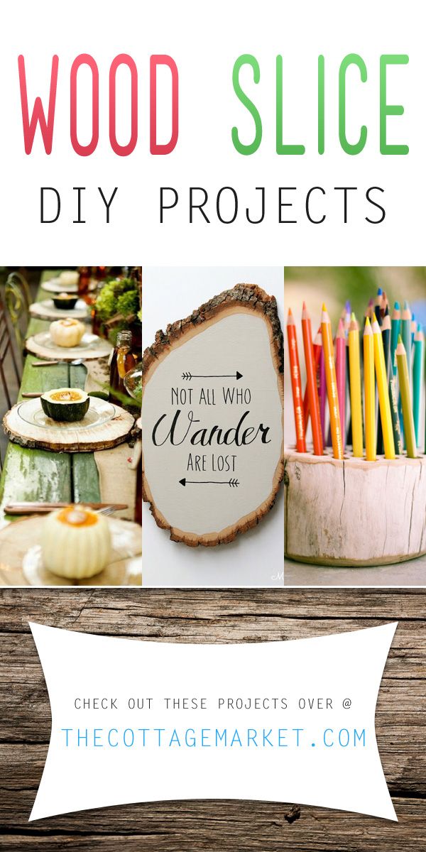 wood slice diy projects with text overlay