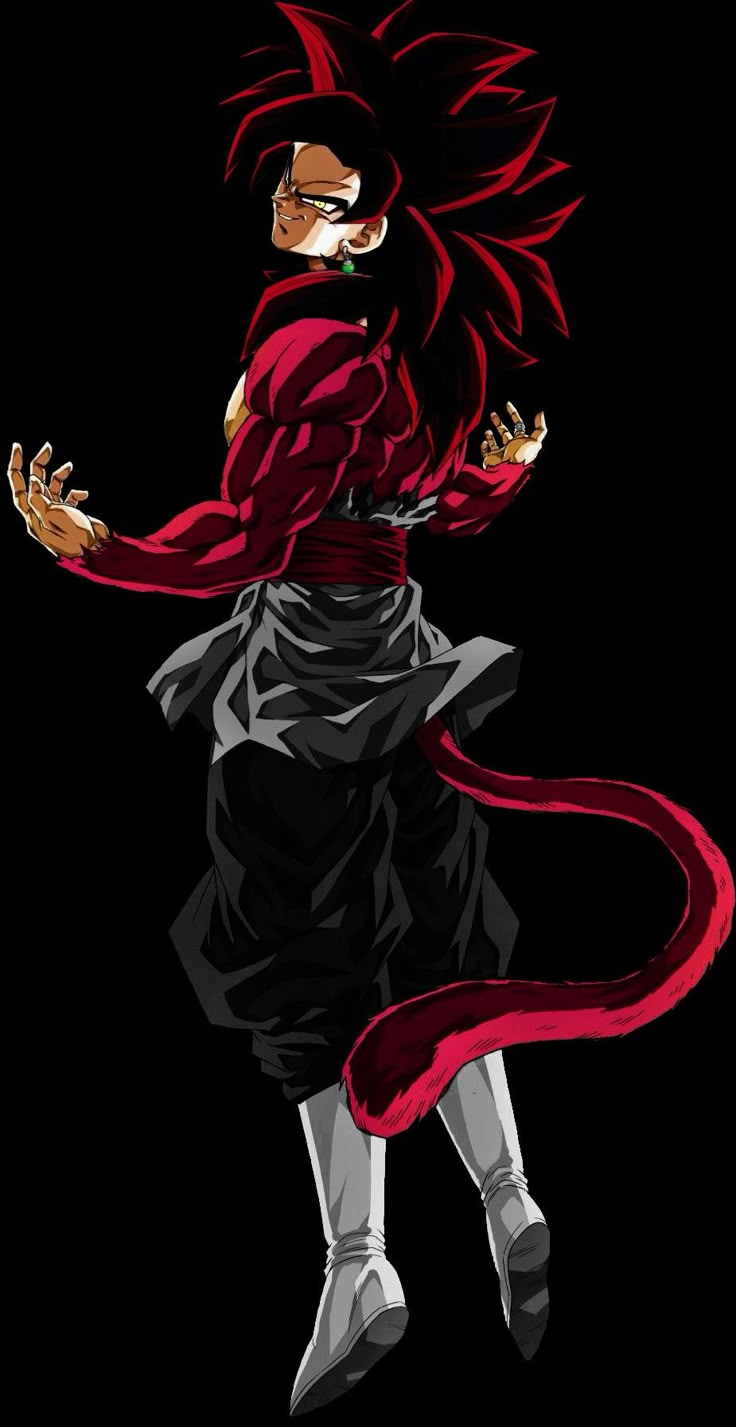 an anime character with long red hair and black dress, holding a snake in his hand