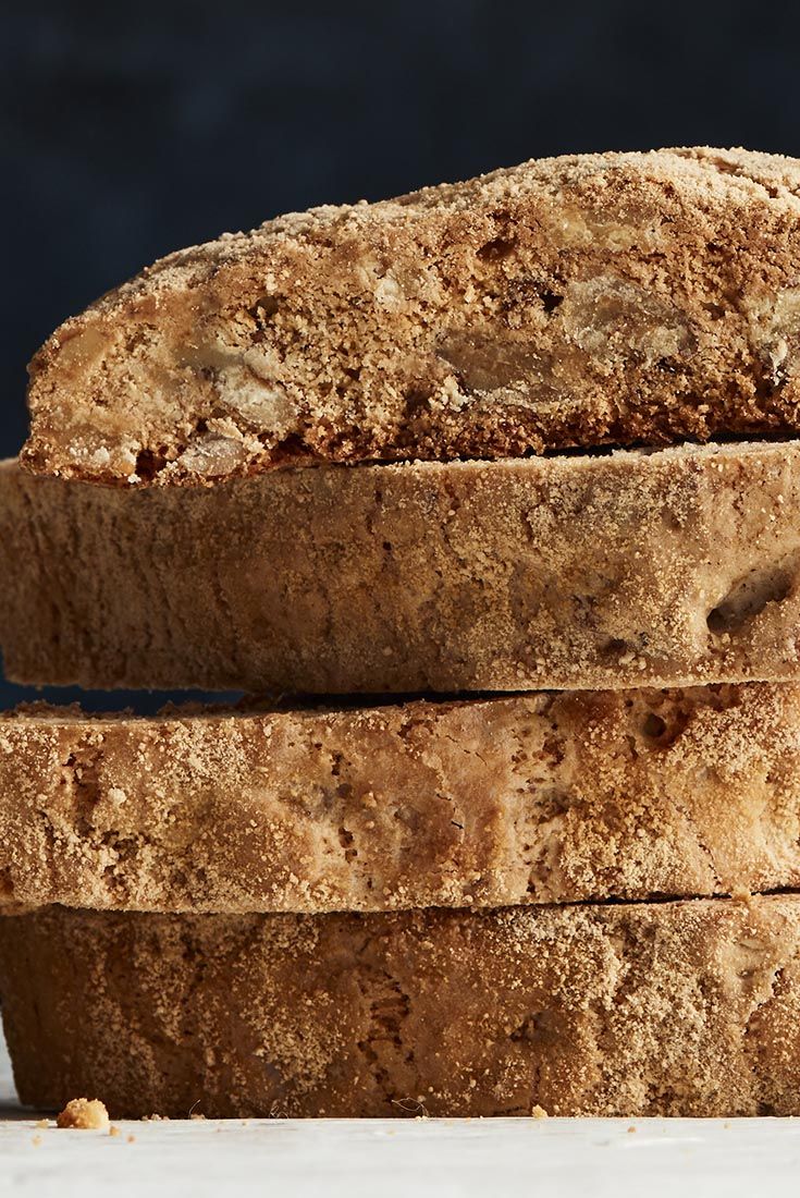 three pieces of bread stacked on top of each other