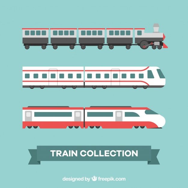 train collection in flat design style