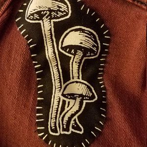 Crust Pants, Mushroom Patch, Engraved Illustration, Punk Fashion Diy, Patch Pants, Dark Mori, Crust Punk, Punk Patches, Estilo Hippy