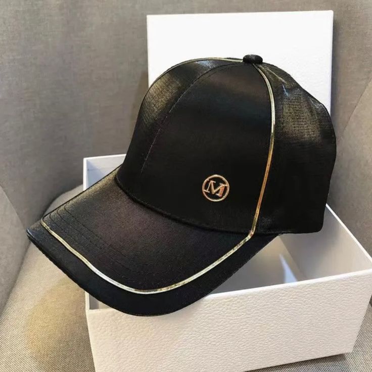 Beautiful New Black Satin Women’s Cap. Pretty Gold Design. Trendy And Stylish And A Perfect Accessory To Any Outfit! Trendy Gold Baseball Cap With Curved Brim, Trendy Gold Baseball Cap One Size, Trendy Gold Baseball Cap, Givenchy Hat, Forever 21 Hats, America Hat, Womens Straw Hats, Soft Hats, White Beanies