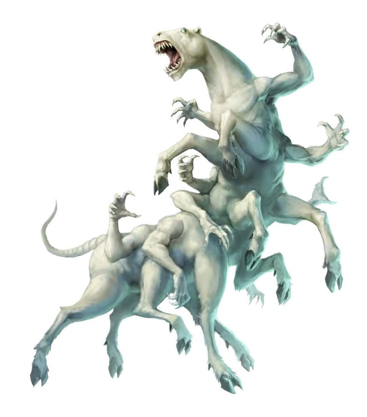 an image of three white monsters attacking each other