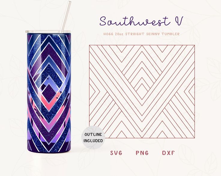 a can with a straw in it sitting next to an image of the same pattern