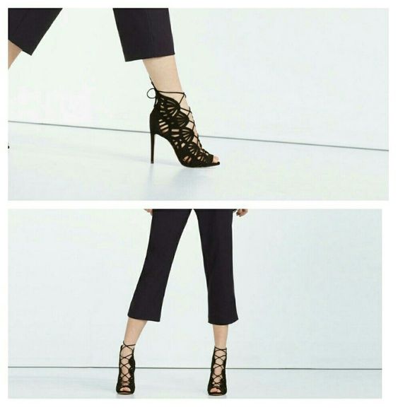 M_57d776e22fd0b7b00301ccf7 Zara Shoes, Goat Leather, Zara Black, Capri Pants, Zara, Pants, Leather, Women Shopping, Black