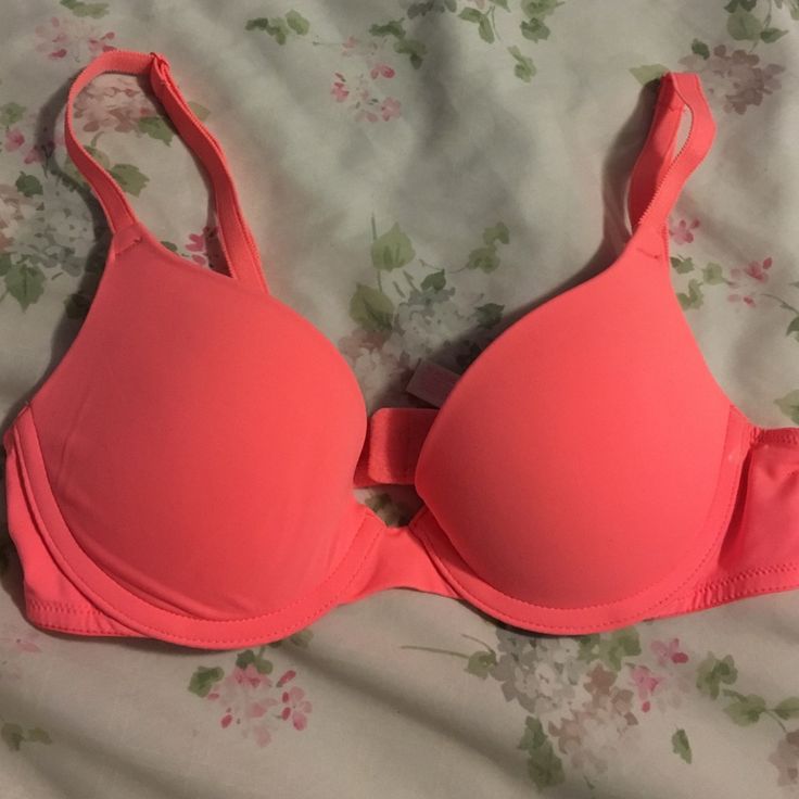 Brand New Worn Once. Pretty Coral Color. Size 32b. In Mint Condition. Pink Padded Underwire Bra, Pink Seamless Bra For The Beach, Pink Push-up Swimwear With Padded Cups, Pink Seamless Bra For Spring, Fitted Pink Bra For Loungewear, Pink Underwire Stretch Bra, Pink Padded Stretch Bra, Pink Stretch Bra With Padded Cups, Stretch Pink Padded Bra