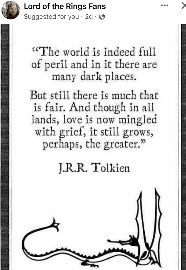 the lord of the rings fan page with an image of a dragon and quote from j r r tolkien