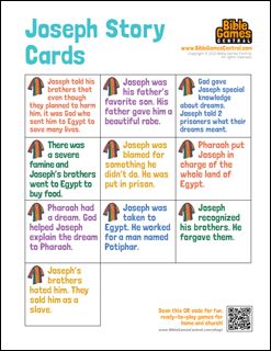 the joseph story cards are shown with different words