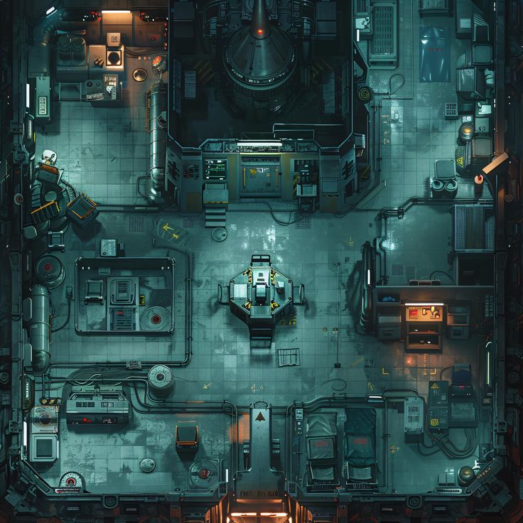 an overhead view of a large industrial factory with machinery in it's floor plan