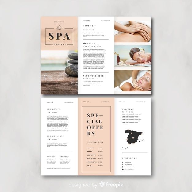 the spa tri fold brochure is shown