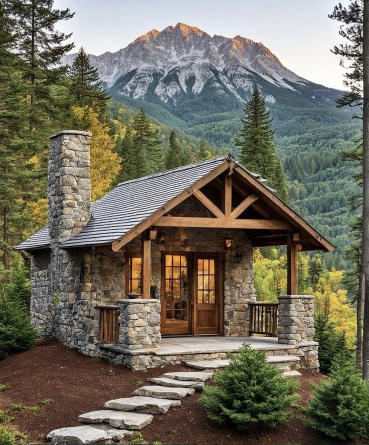 a small cabin with steps leading up to it