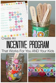 some jars with wooden spoons in them and the words, create an incentive program