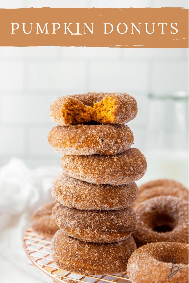 pumpkin donuts stacked on top of each other