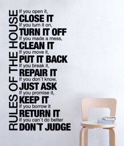 a wall decal with the words rules