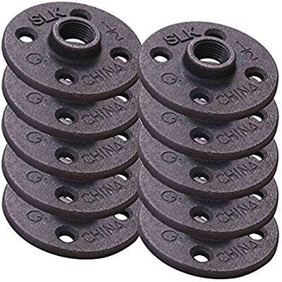 six black cast iron pulleys with holes on each one side and the other end