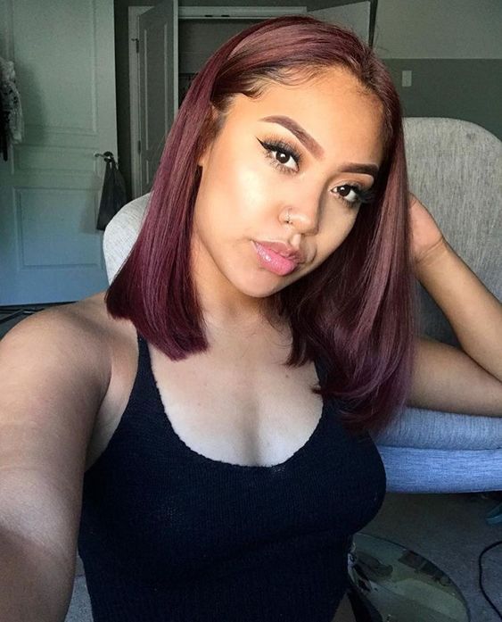 Pelo Color Vino, Trendy We Fryzurach, Kort Bob, Ombre Hair Blonde, Dyed Natural Hair, Frontal Hairstyles, Short Straight Hair, Burgundy Hair, Hair Laid