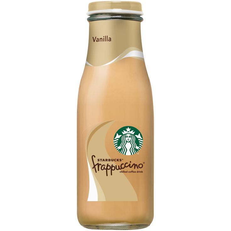 starbucks frappuccino coffee drink in a glass bottle on a white background with clippings