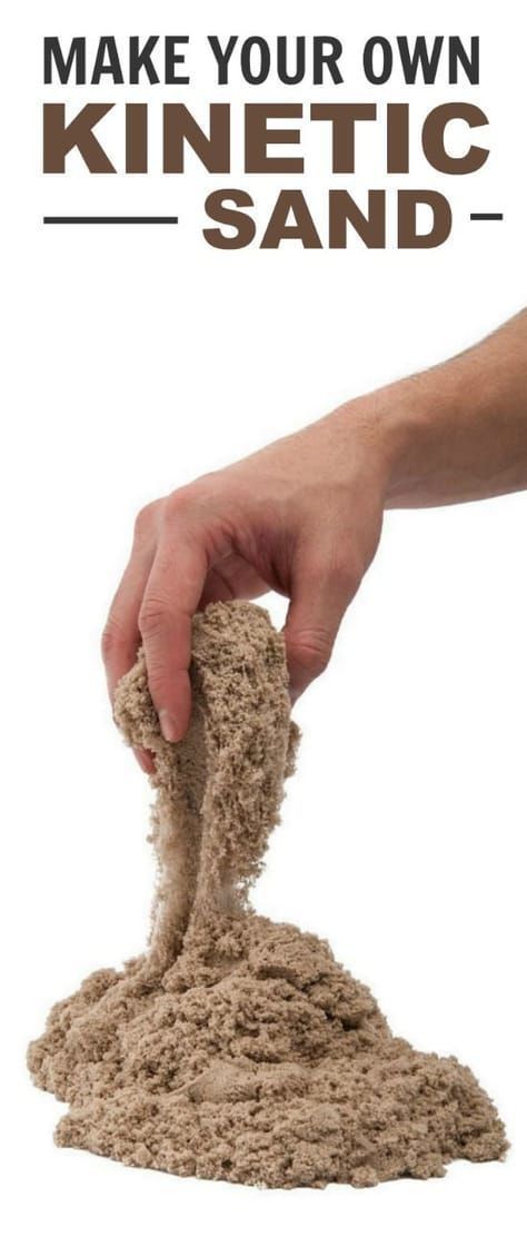 a hand is scooping sand into a pile with the words make your own kinetic sand