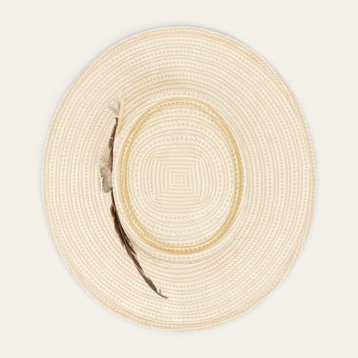 The Batterson Straw Hat is crafted with a firm finish from high-quality 100% Shantung straw. Unique, lightweight and statement-making, it has a 3 1/2” oval gambler crown and a 3” flat brim, complemented by a cotton cord hat band with removable feather detail and a genuine leather sweatband for a time-tested fit and all-day comfort. Handmade in the U.S.A. with the finest construction and materials, our straw hats are made to stand the test of time. 3 1/2" Oval Gambler Crown 3” Flat Brim Cotton Co Cheap Classic Hat Band For Spring, Western Flat Brim Boater Hat For Kentucky Derby, Western Straw Panama Hat For Spring, Western Style Straw Panama Hat For Spring, Western Straw Boater Hat With Short Brim, Western Style Straw Boater Hat With Short Brim, Kentucky Derby Flat Brim Panama Hat, Kentucky Derby Panama Hat With Flat Brim, Western Straw Hat With Flat Crown For Beach