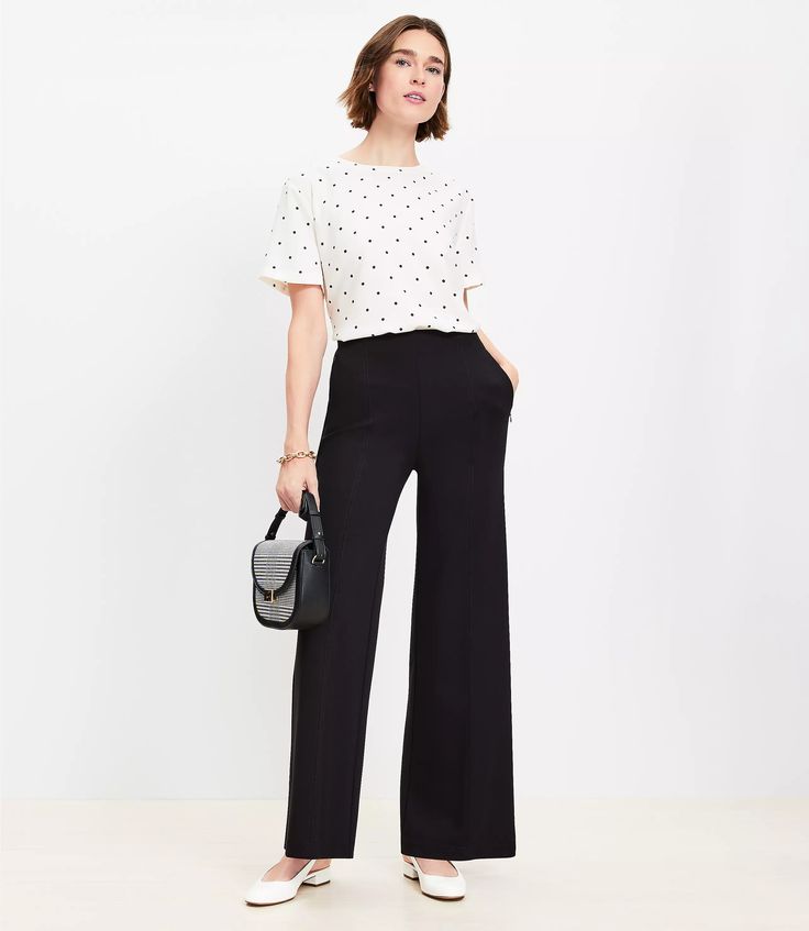 764141 Black Wide Leg Trousers Outfit, Black Wide Leg Dress Pants, Structured Pants, Wide Leg Trousers Outfit, Business Clothes, Trouser Outfit, Black Wide Leg Trousers, Wide Leg Dress Pants, Tall Pants