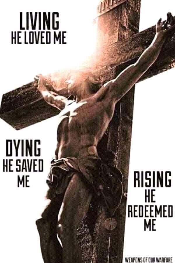 a cross with the words dying he saved me rising he redeem me on it