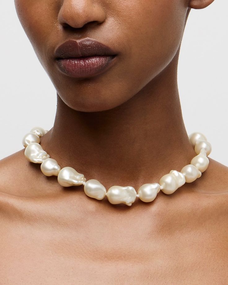 J.Crew: Baroque Pearl Necklace For Women Chic White Single Strand Necklace, Classic Pearl White Jewelry For Party, Elegant Jewelry With Pearl Charm And Round Beads, White Pear-shaped Party Jewelry, Luxury Pearl Chain Choker Necklace, Baroque Pearl Pendant Long Necklace, Luxury Jewelry With Baroque Pearl Charm, Formal Baroque Pearl Necklace With Pearl Charm, Formal Baroque Pearl Necklace With Charm