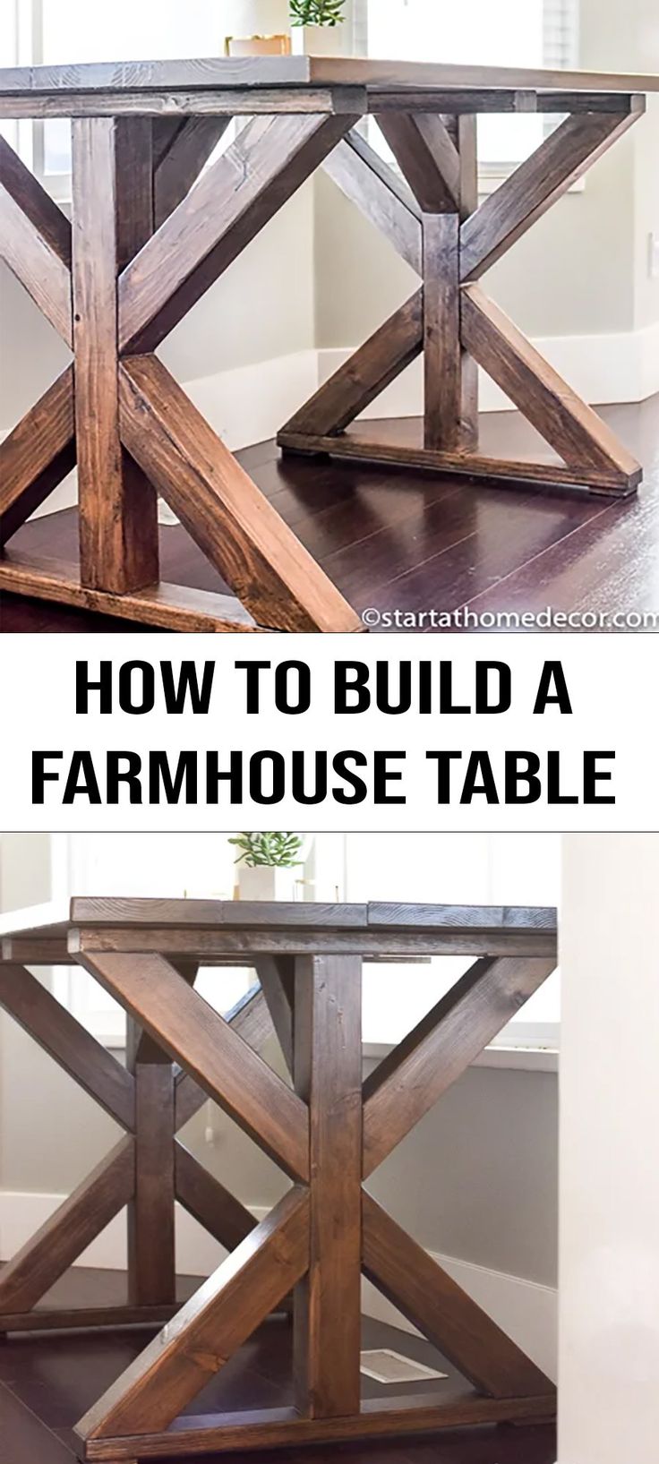 a table made out of wood with text overlay that says how to build a farmhouse table