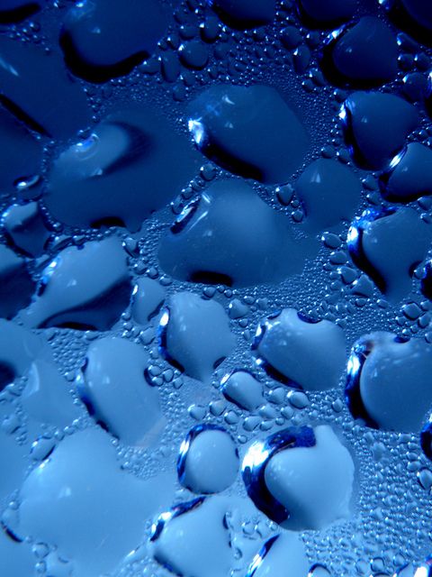 water drops on the surface of a blue background